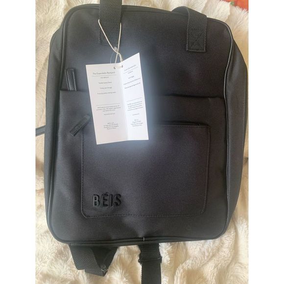 NWT BEIS The Expandable Backpack - Recycled Collection in BLACK - Picture 5 of 7